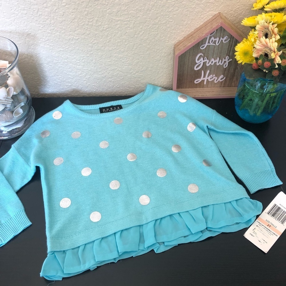 Guess Los Angelos‎ 2T sweater NWT blue dots